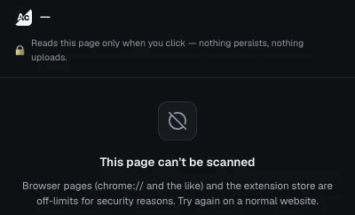 Contrast Checker side panel scanning a web page and listing the text and background pairs that fail WCAG contrast